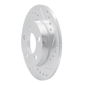 Audi TT Quattro Brake Rotor (1) - Rear Right - R1 Concepts - Drilled & Slotted - Silver - `01-`06